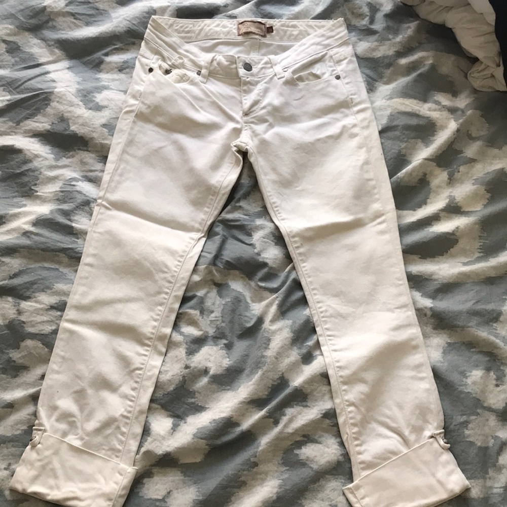 Paige Premium Denim Cropped White Jeans 25